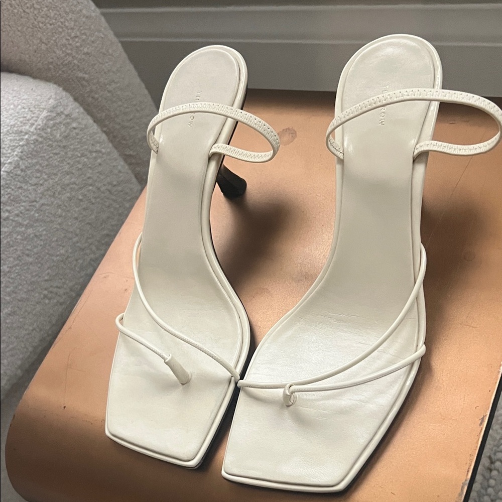 The Row Cream Strappy Heels